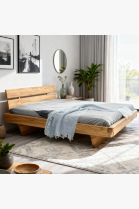 Masszív tölgyfa franciaágy 180 cm, természetes olajkezeléssel